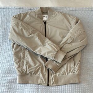 ZARA Men’s “Cloud Grey” Bomber Jacket with Ribbed Details